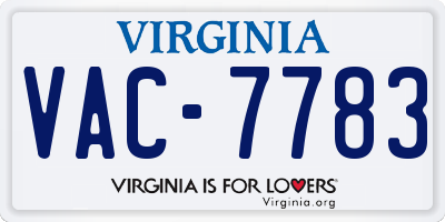 VA license plate VAC7783