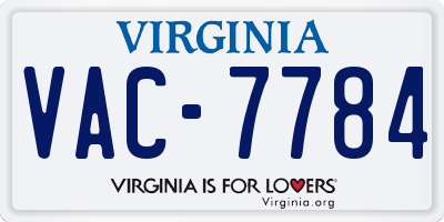 VA license plate VAC7784