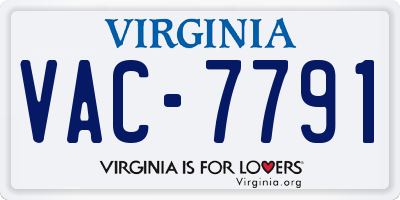 VA license plate VAC7791