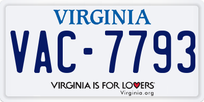 VA license plate VAC7793