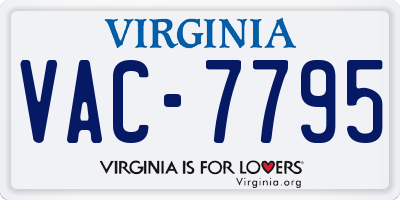VA license plate VAC7795
