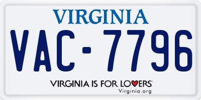 VA license plate VAC7796