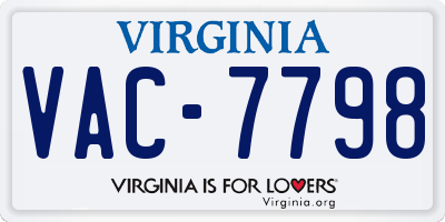 VA license plate VAC7798
