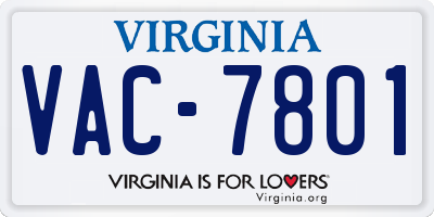 VA license plate VAC7801
