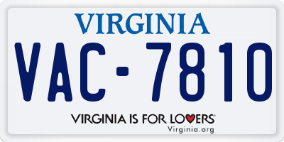 VA license plate VAC7810