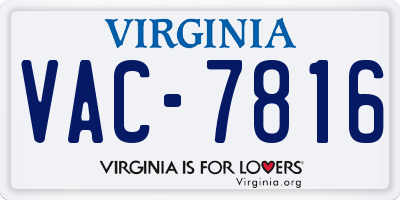 VA license plate VAC7816