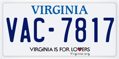 VA license plate VAC7817