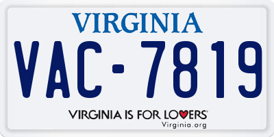 VA license plate VAC7819