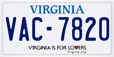 VA license plate VAC7820