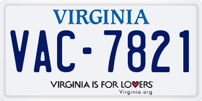 VA license plate VAC7821