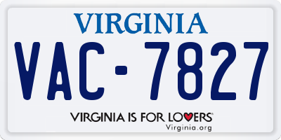 VA license plate VAC7827