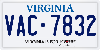 VA license plate VAC7832