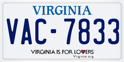 VA license plate VAC7833