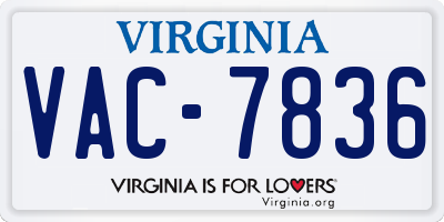 VA license plate VAC7836
