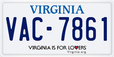 VA license plate VAC7861