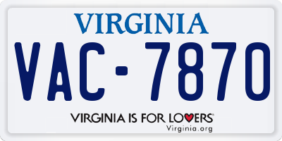 VA license plate VAC7870