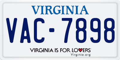 VA license plate VAC7898