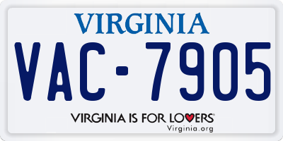 VA license plate VAC7905