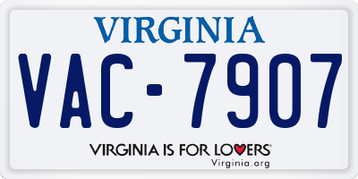 VA license plate VAC7907