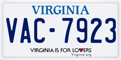 VA license plate VAC7923