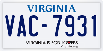 VA license plate VAC7931