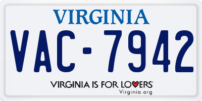 VA license plate VAC7942