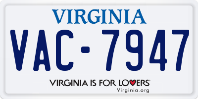 VA license plate VAC7947