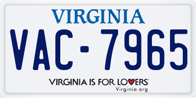 VA license plate VAC7965