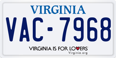 VA license plate VAC7968