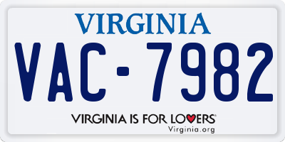 VA license plate VAC7982