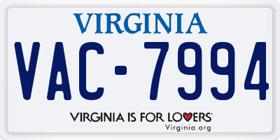 VA license plate VAC7994