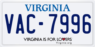VA license plate VAC7996