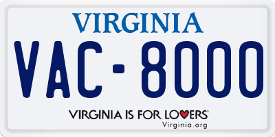 VA license plate VAC8000