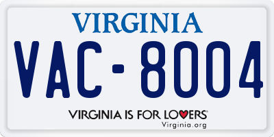 VA license plate VAC8004