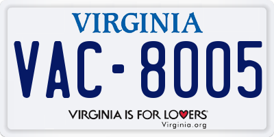 VA license plate VAC8005