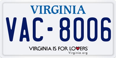 VA license plate VAC8006