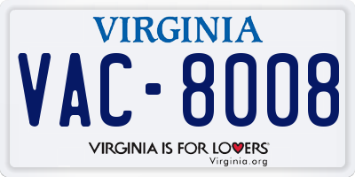 VA license plate VAC8008