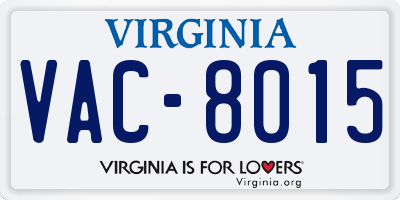 VA license plate VAC8015