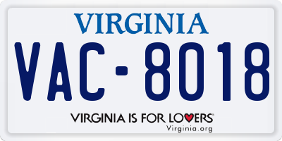 VA license plate VAC8018