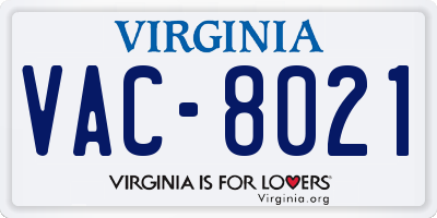 VA license plate VAC8021