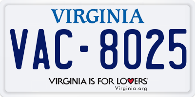 VA license plate VAC8025