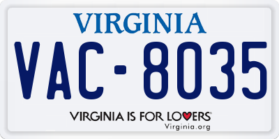 VA license plate VAC8035