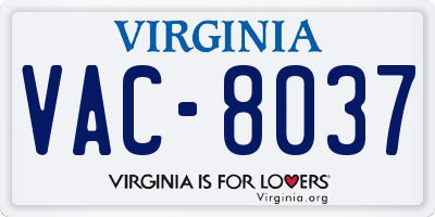 VA license plate VAC8037