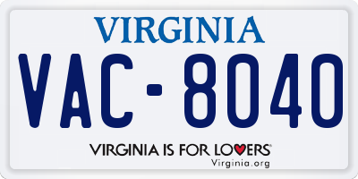 VA license plate VAC8040