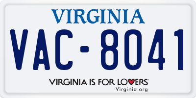 VA license plate VAC8041