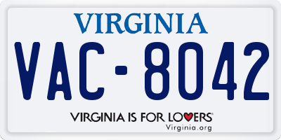 VA license plate VAC8042