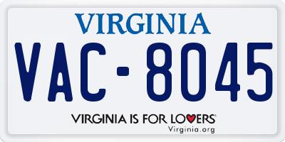 VA license plate VAC8045