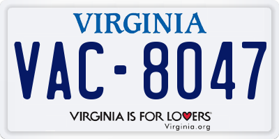 VA license plate VAC8047