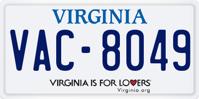 VA license plate VAC8049
