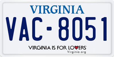 VA license plate VAC8051